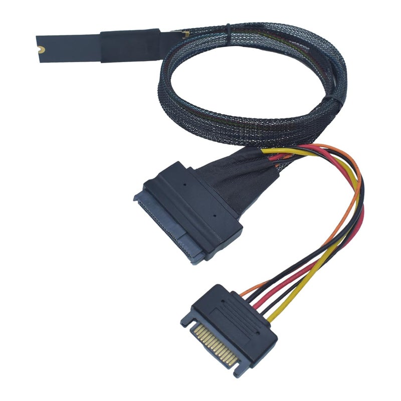 LetLinkSo PCIe 5.0 M.2 to U.2 Adapter, M.2 to SFF-8639 U.2 NVMe SSD Cable with 15Pin Power, Left Exit, 1.6ft (50cm) - Image 4